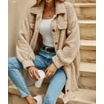 thumbnail image 6 of Women'S Teddy Fleece Coat-Plush Oversized Long Cardigan, Cozy Winter Fuzzy Outwear for Casual Style Khaki M, 6 of 9