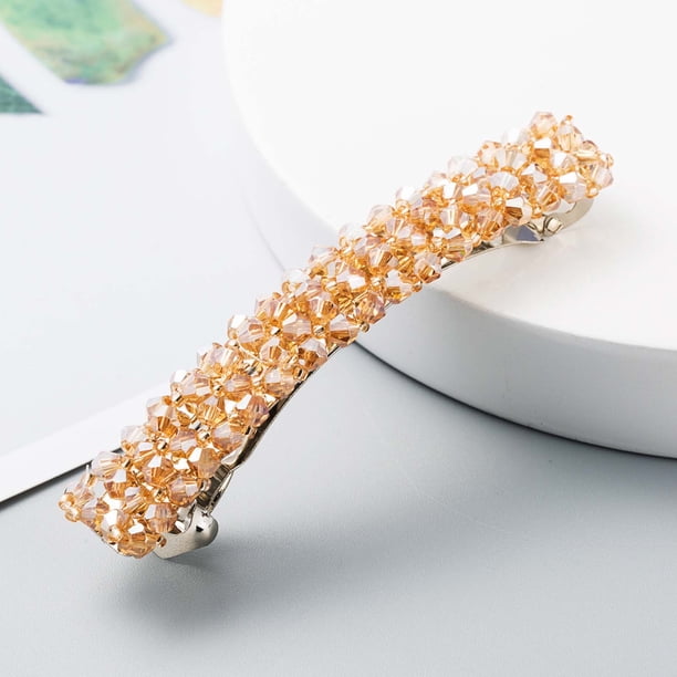Pisexur Belleza Maquillaje Horquilla vintage con cuentas de cristal y pinza versátil de una sola línea con resorte lateral para mujerpara mujeres y hombres