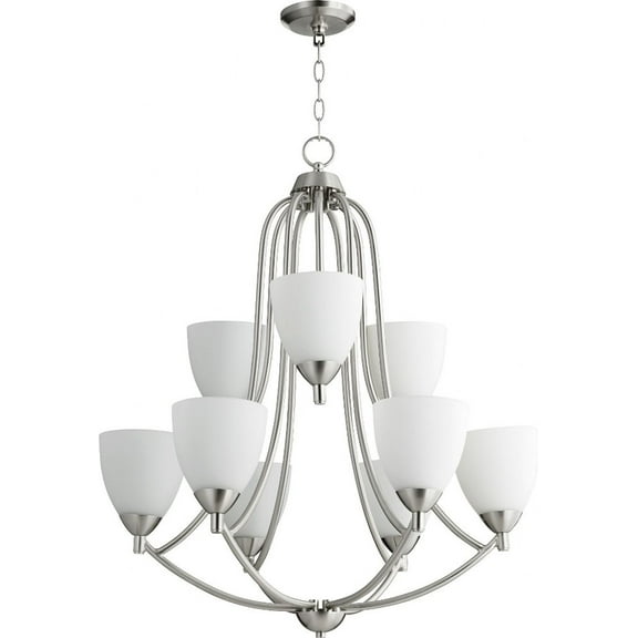 Quorum Lighting Barkley 9-Light Chandelier, Satin Nickel, 26.5W, 32H