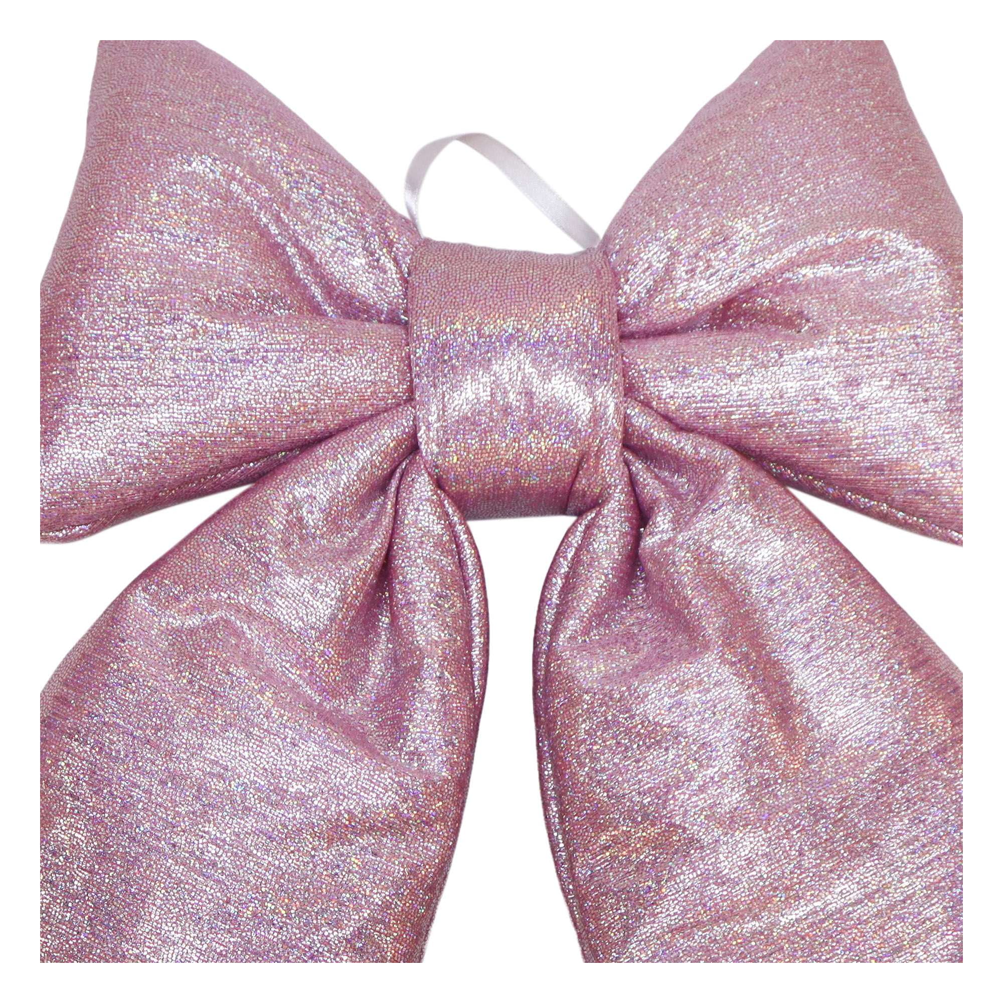Holiday time hanging iridescent pink bow Decoration,16 inch height,pink colour