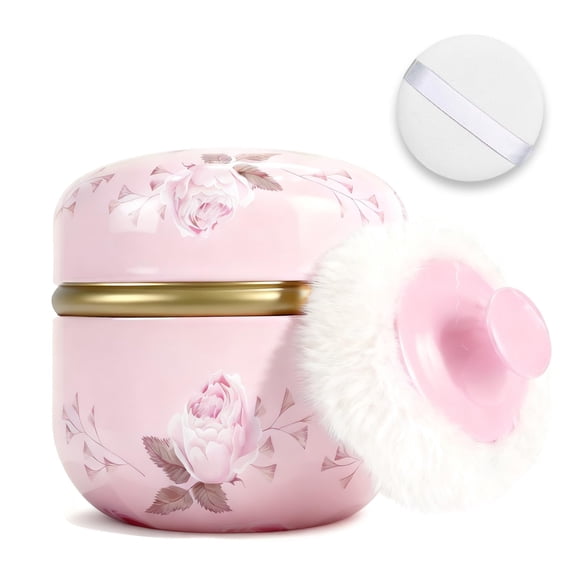 Contenedor de Polvo Corporal SHIMIDO 9x9 cm con 2 Puff