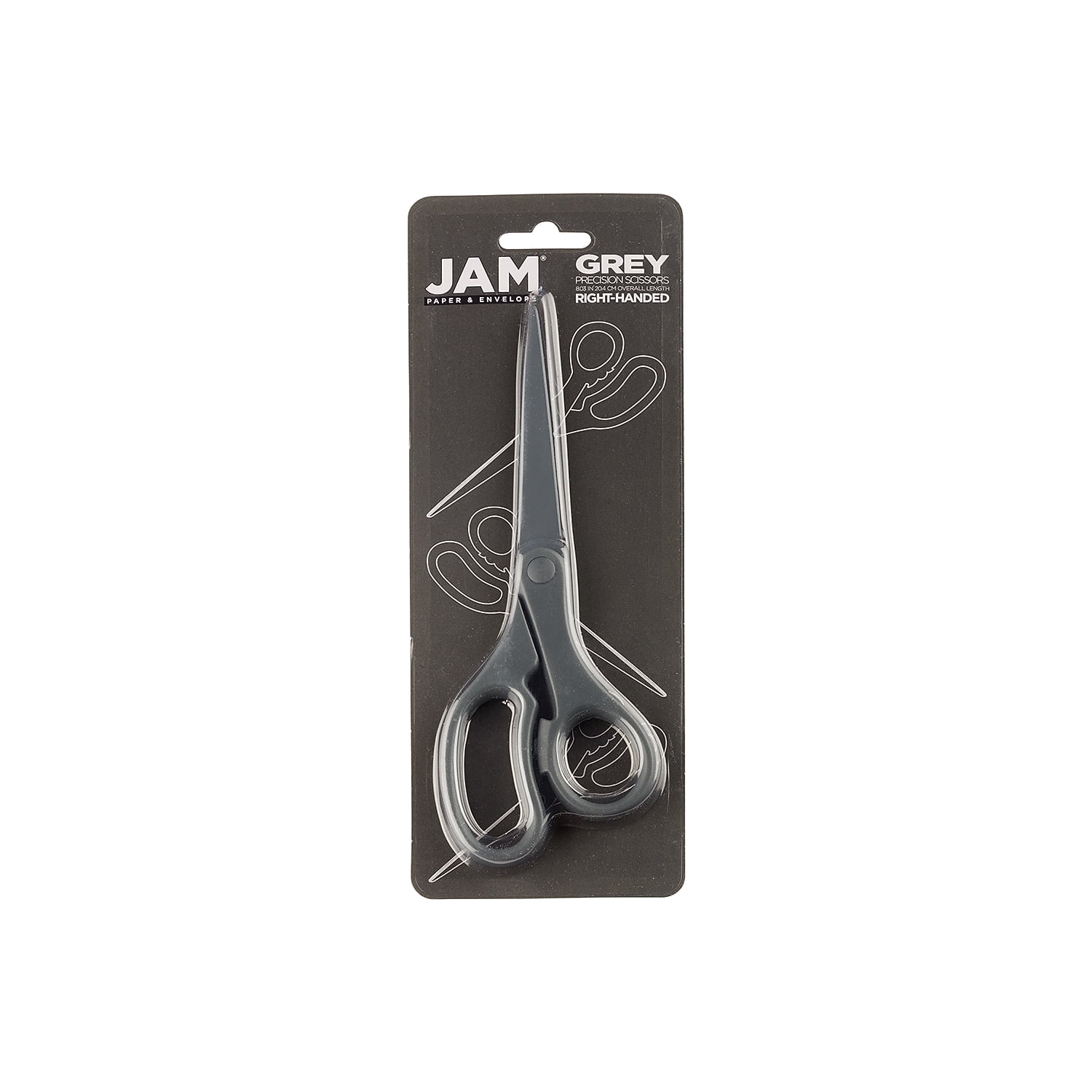 JAM Paper Precision 8" Standard Scissors Pointed Tip Grey (342GYZ)