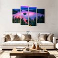 thumbnail image 2 of Elephant Stock Pink Lake Tahoe Wall Art - Horizontal Multi Panel Canvas - Living Room Wall Decor - Nature Multi Panel - Black And Pink Decor - 75" x 48", 2 of 8