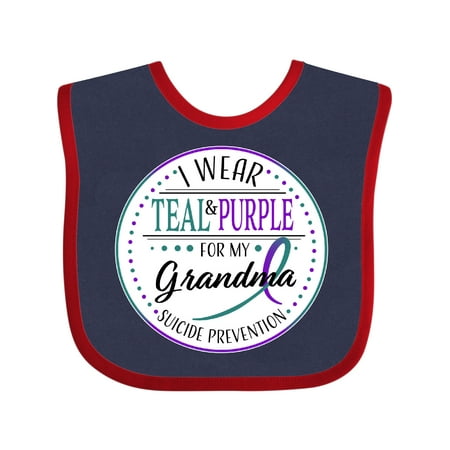 

Inktastic Suicide Prevention- I Wear Teal and Purple for My Grandma Gift Baby Boy or Baby Girl Bib