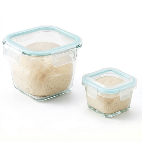 Pethiy Glass Dough Proofing Containers Set of 2,160ml &750ml,Vented Airtight Lids,Borosilicate Glass for Pizza Dough, Sourdough Starter & Refrigerator Food Storage