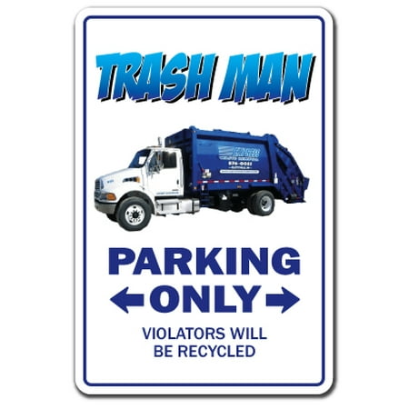 TRASH MAN Decal parking garbage trashman waste management can engineer dirt | Indoor/Outdoor | 9