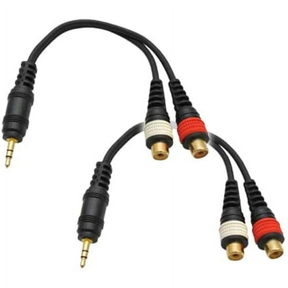 Seismic Audio SA-iEM2TRSF (2 Pack), Male 1/8" to Female RCA Patch Cable
