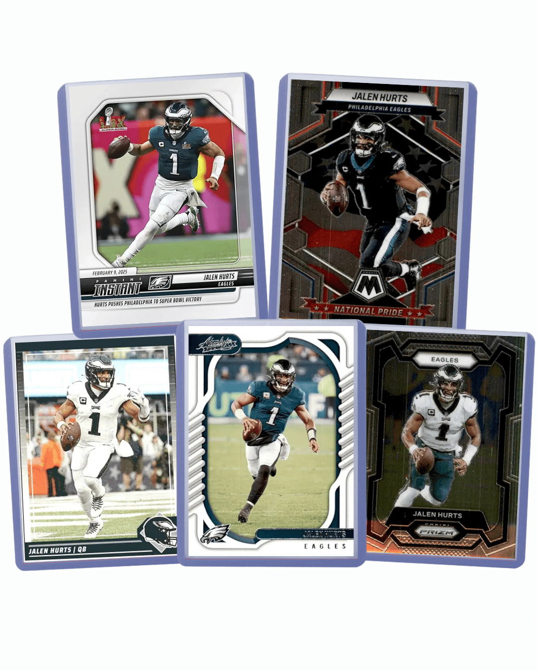 Jalen Hurts Cards (5) ASSORTED NFL Football Trading Cards - Perfect for any collector or gift