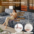 thumbnail image 6 of FFH 74" Chenille Couch for Living Room, 3 Seater Cloud Sofa with Elegant Rolled Arms and Pleated Skirt Design, Blue Floral, 6 of 8