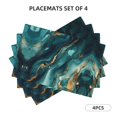 thumbnail image 3 of Placemats Set of 4 / 6, Teal Gold Marble Swirls Placemats for Dining Table Indoor/Outdoors Heat Resistant Washable Placemats 18" x 12", 3 of 8