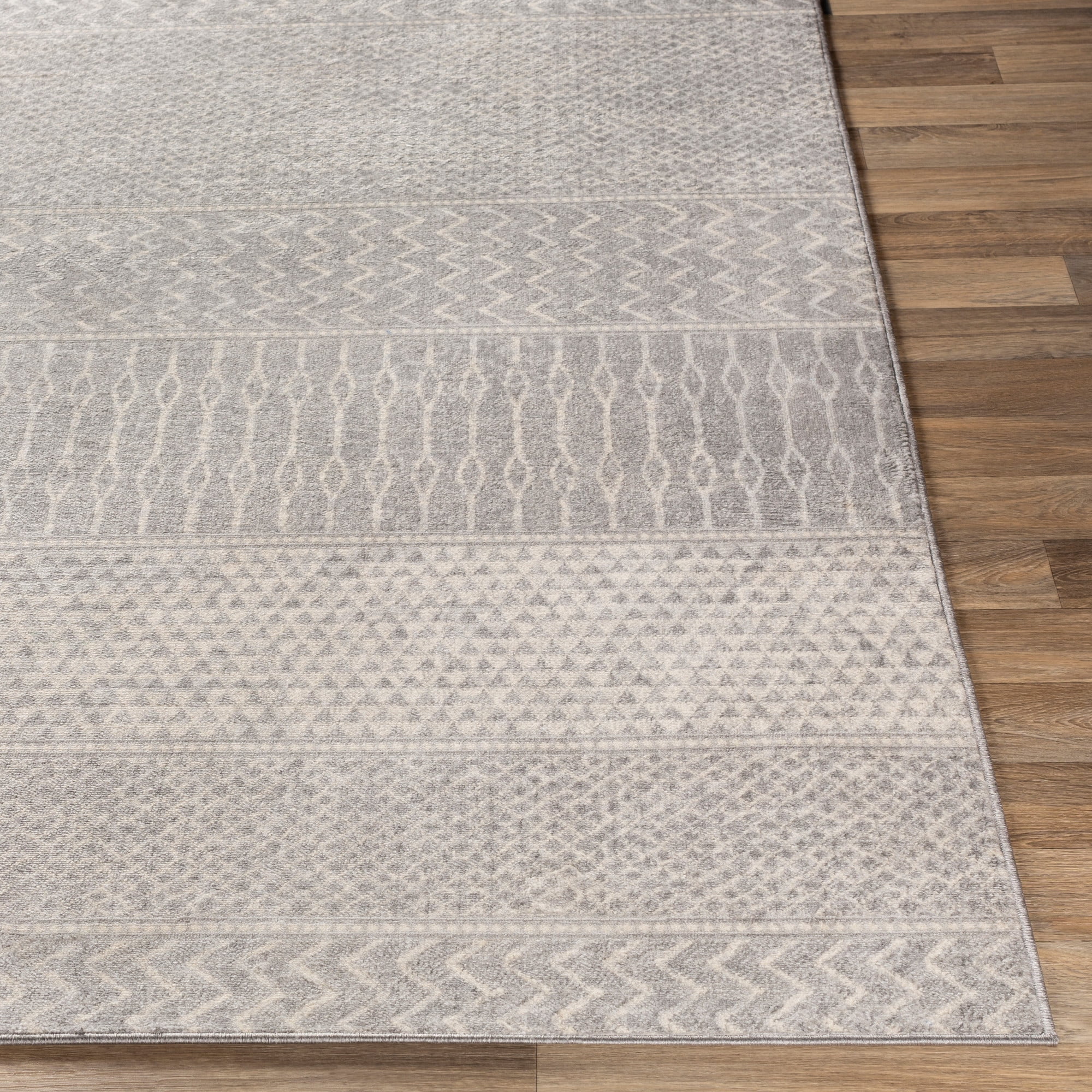 Livabliss Area Rugs for Living Room, 9ft Round Monaco Global Gray Round Rug, Bedroom Dining Room Home Decor Stain Resistant Carpet (7'10" x 7'10")