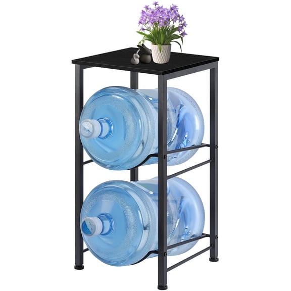 5 gallon bucket, water bottle cage, 2 tier water dispenser rack, 5 gallon water bottle storage organizer, suitable for kitchen, home office, living room, black.