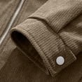 thumbnail image 6 of Corduroy Men's Bomber Jacket Ribbed Textured Stand Collar Zip Up Jacket Loose Casual Outer Coat With Pockets Elastic Cuffs Hoodless Outwear For Fall Winter, 6 of 8