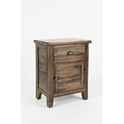 Jofran Artisans Craft Rustic Farmhouse Distressed Solid Wood Accent Table with One Door and Storage Drawer