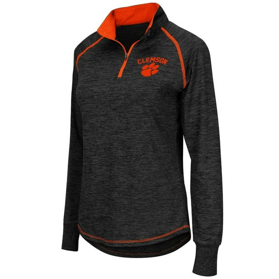 Women's Colosseum Black Clemson Tigers Bikram Lightweight Fitted Quarter-Zip Long Sleeve Top
