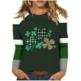 thumbnail image 2 of TrendVibe365 Green Women Long Sleeve Tops Plus Size St Patricks Day Plus Size with Crew Neck Polyester Casual St. Patricks Day Blouse Tops for Irish Themed Gifts 3XL, 2 of 5