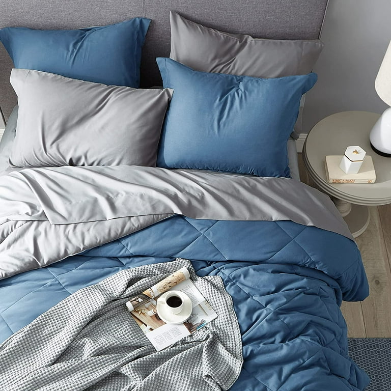 Free Shipping Cozy Comfort Blue Twin Comforter Set 5 Pieces Reversible Blue Bedding Set Twin Blue Bed Set with Comforters Sheets Pillowcase Sham Walmart