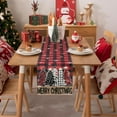 thumbnail image 5 of Merry Christmas Table Runner Seasonal Winter Holiday Kitchen Dining Table Runner Black Red Buffalo Plaid Xmas Trees Table Decoration for Home Party Holiday 13 x 90 inch, 5 of 6
