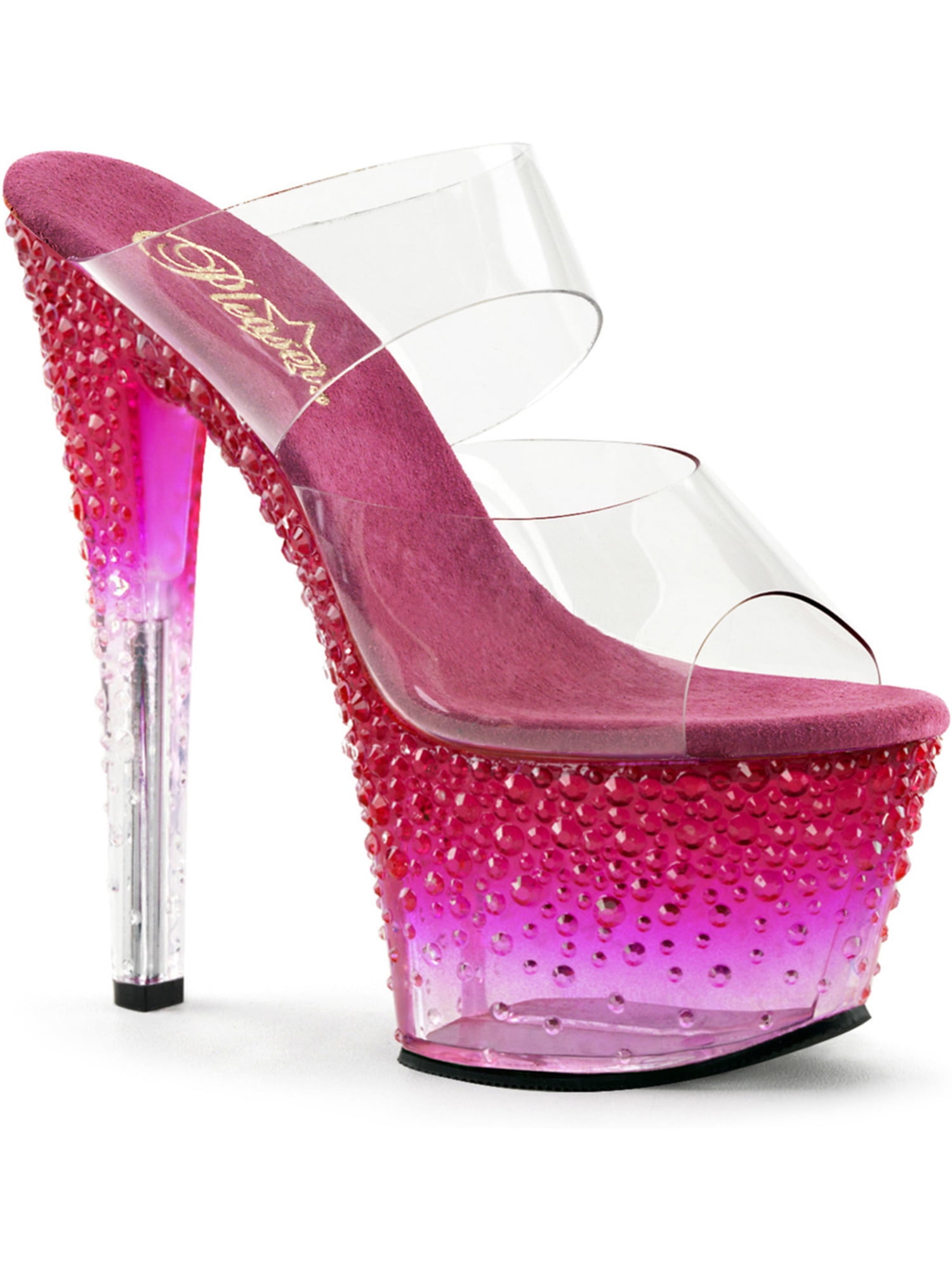 Pleaser - Womens Pink Ombre 7 Inch Rhinestone High Heels Shoes with ...
