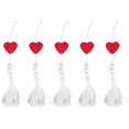 thumbnail image 1 of 5Pcs Heart Tassel Handmade Handicraft,Keychain,Diy,Accessories for Home Decor Bookmark Backpack Car Wall Decoration (2 Colors)[Red], 1 of 5