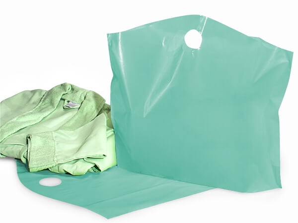 Pack Of 250, Solid Aqua Wave Top Bags Large 22 X 18 X 8