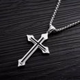thumbnail image 3 of HOOUN Mens Womens Silver Black Layer Cross Pendant Necklace Stainless Steel Chain 24", 3 of 4
