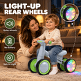 thumbnail image 4 of JoyStone Toddler Balance Bike with Light-Up Wheels, No Pedal Baby Balance Bike with 4 Silent Wheels, Adjustable Seat, First Ride-On Toy for 1 Year Old Boys Girls, White&Green, 4 of 11
