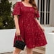 thumbnail image 4 of Vestido Suelto Vestido de línea A Mujer Hasta la rodilla Lentejuelas de gran tamaño Citas de vacaciones (Rojo 4XL) Ygjytge para Mujer Rojo T XL, 4 of 6