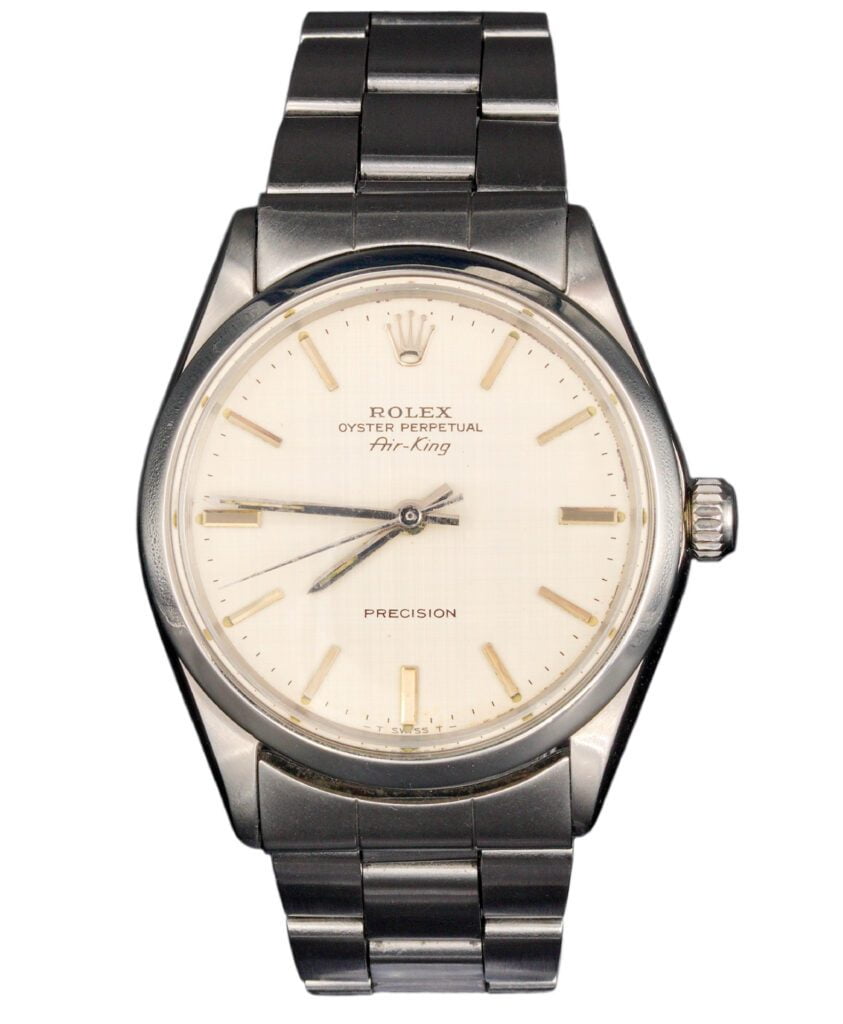 Pre-Owned Mens Rolex Stainless Steel Air-King Watch Silver Linen Dial 5500