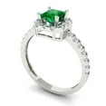 thumbnail image 2 of Clara Pucci 14K White Gold Solid Gold Emerald Halo Anniversary Ring for Women - 0.89 cttw Princess Cut, 2 of 8