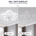 thumbnail image 3 of Garwarm 24.6" White Flower Ceiling Fan with Light, Low Profile Flush Mount Fandelier, Dimmable LED Ceiling Light with Remote, 6-Speed Reversible Fan for Bedroom, Kitchen, Living Room, 3 of 19