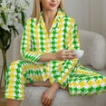thumbnail image 6 of Sikiie yellow and green houndstooth Pajamas Set Long Sleeve Sleepwear Womens Button Down Nightwear Pj Sets-Medium, 6 of 7