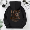 thumbnail image 4 of Arlun Jesus Loves You Hoodies for Girls Kids Letter Printed Graphic Long Sleeve Hooded Sweatshirts Loose Comfortable Christian Religious Pullovers with Pocket Black 5-6Years, 4 of 8