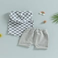 thumbnail image 4 of Ensemble de T-Shirts et Shorts à Capuche Sans Manches à Damier pour Bébé Garçon Été 2 Pièces, 4 of 7