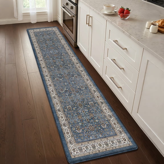 PABUBE Kitchen Rug 17"x59", Anti Fatigue Kitchen Mat for Floor, Persian Vintage Decor, Easy Clean, Waterproof & Oil Proof Kitchen Mat, Non-Slip 0.4" Thick Cushioned Kitchen Floor Mat