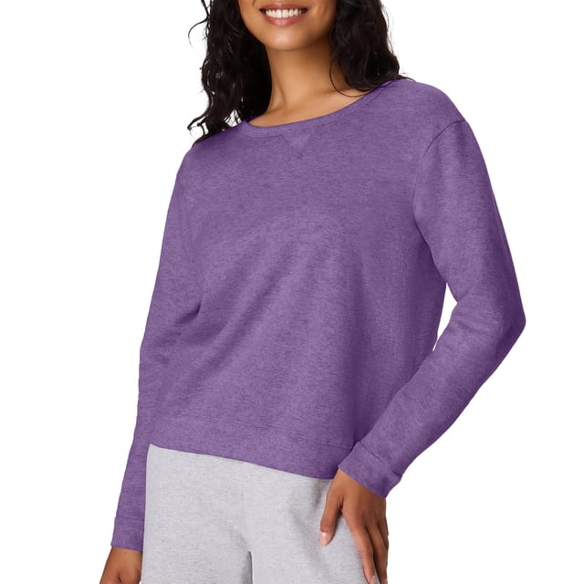Sudadera Hanes EcoSmart Crewneck para Mujer Violeta Talla L