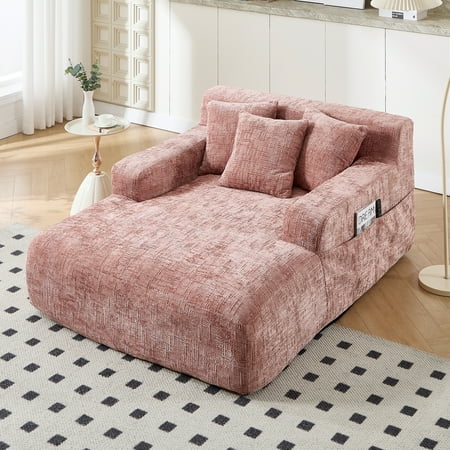 MOONMISS 61'' Oversized Chaise Lounge Chair for Living Room,Pink