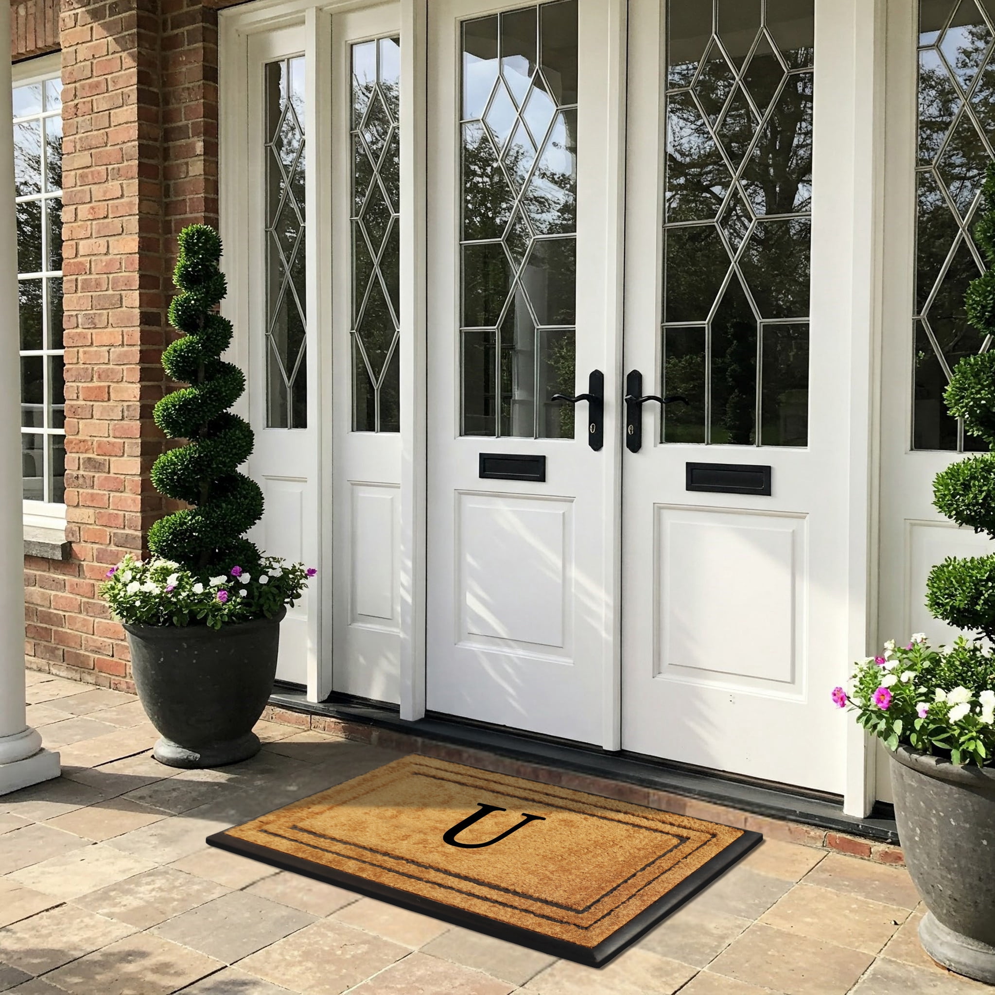 A1 Home Collections Natural Coir & Rubber Door Mat, Long-Lasting Entrance Doormats for Front Door, Thick & Non-Slip Durable Outdoor Entry Mat 24" x 39"