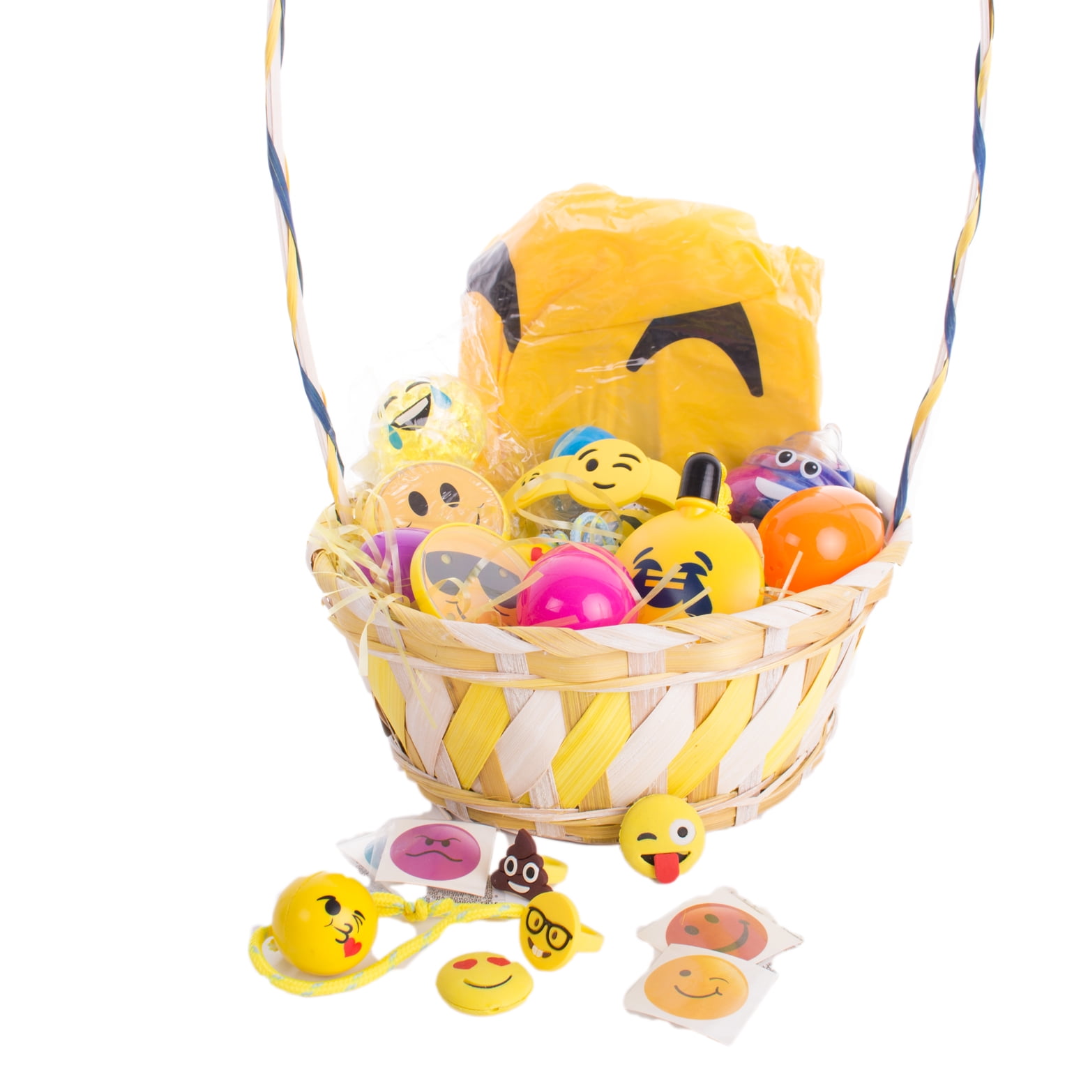 Kids Trendy Emoji Emoticon Smile Toy Filled Easter Basket Gift Sets