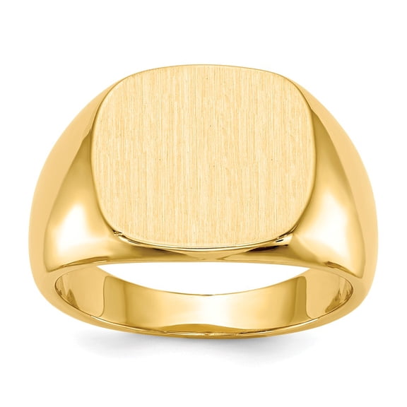 14K Yellow Gold Ring Band Signet 13.0x15.0mm Closed Back Men's