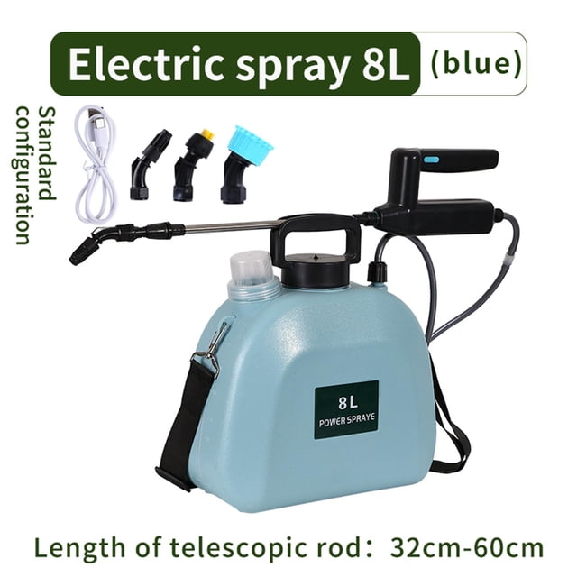 Pulverizadores de bomba de jardín eléctrica inalámbrica, botella de pulverización de riego, dispensador agrícola de pulverización de niebla, plantas Azul 8L shamjiam Pulverizador de mano
