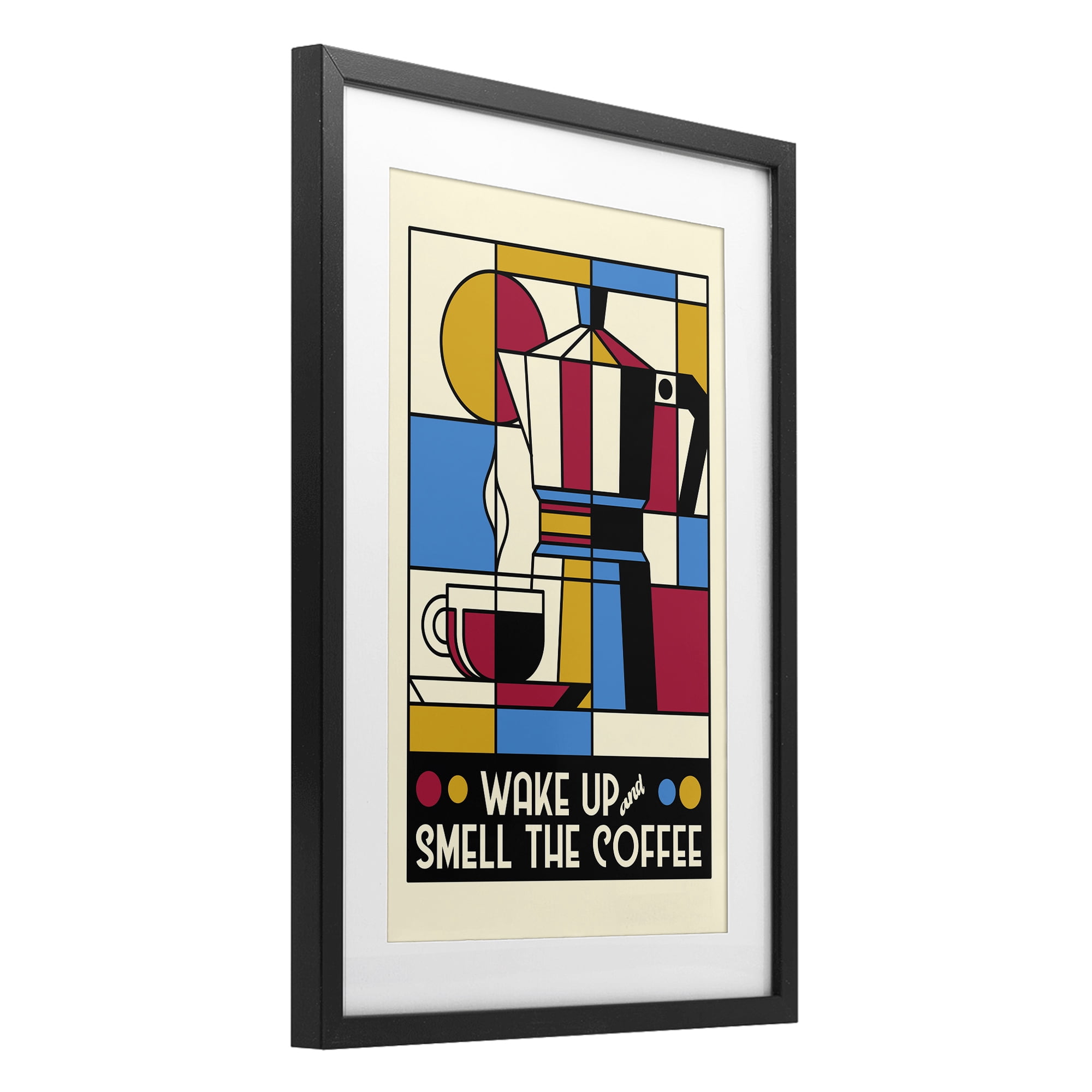 Stupell Industries Retro Wake Up & Smell Coffee Black Framed Print Under Glass, design by Tobe Fonseca