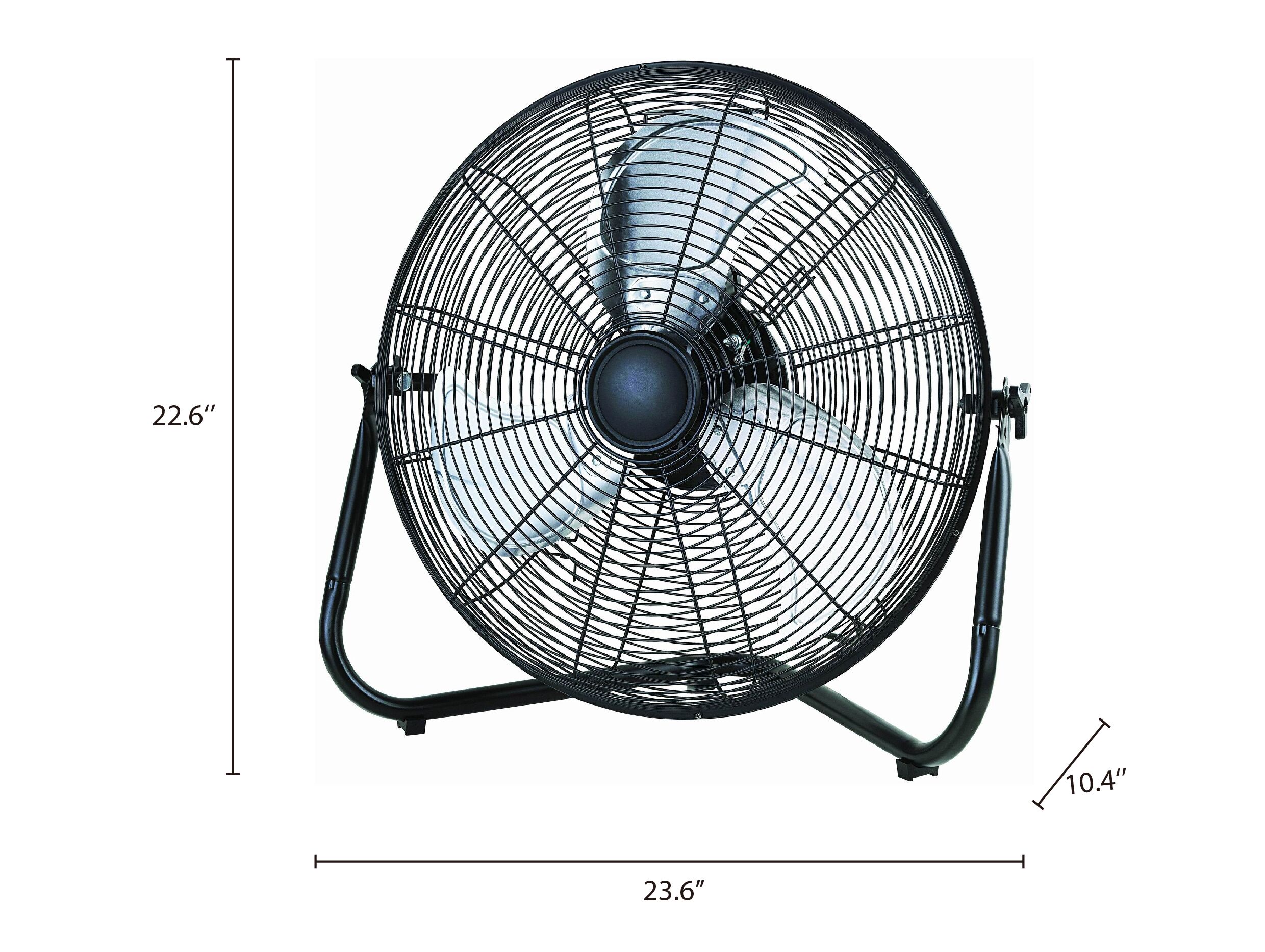 MAINSTAYS 20″ 3-SPEED HIGH VELOCITY TILTABLE BLACK STEEL FLOOR FAN
