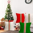 thumbnail image 3 of Modern Christmas Pillow Covers 16x16 Inch Xmas Geometric Pillow Cover Red Green Decorative Pillow Cases Cotton Linen Watercolor Home Sofa Cushion Cover Set of 4 Decoration (Line 4pcs), 3 of 6
