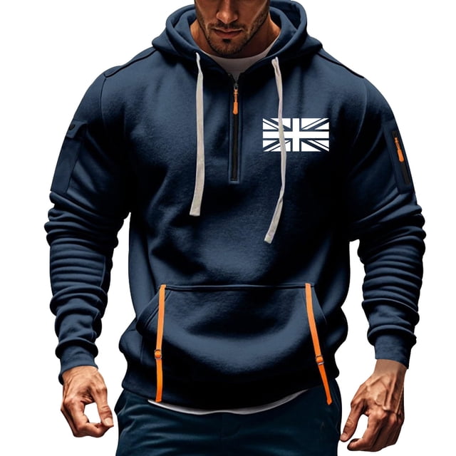 Styesk Chandails pour Hommes Chandail à Capuche Imprimé Printemps et Automne pour Hommes avec Fermeture Éclair et Multi-Poches