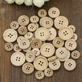 thumbnail image 2 of Huanledash 50 Pcs Mixed Wooden Buttons Natural Color Round 4-Holes Sewing Scrapbooking DIY, 2 of 7