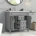 thumbnail image 4 of 36" Sturdy Modern Freestanding Vanity Cabinet, Modern Bathroom Cabinet with Soft Closing Doors, Freestanding Vanity with Storage for Bathroom, Grey, 4 of 9