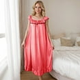 thumbnail image 2 of BUIGTTKLOP Womens Satin Nightgown Short Sleeve Sleepwear Sqaure Neck Full Length Nightshirt Soft Comy Lounge Dress, 2 of 6