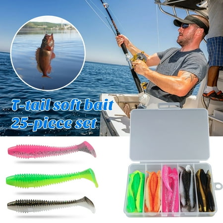 ASKMZ Bionic Fishing Bait 25Pcs Soft Fishing Lures with Storage Box High Flexible Bite Resistant Worm Artificial Baits Simulation Bionic Swimbaits