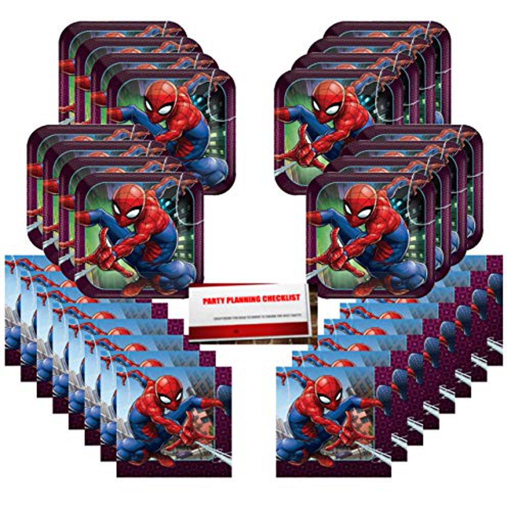 SpiderMan Party Supplies Bundle Pack for 16 Guests (Plus Party